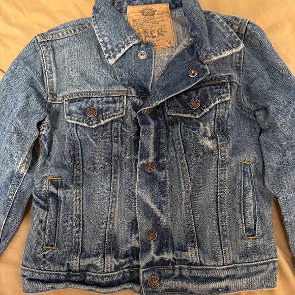boy blue denim jacket brand old navy size extra small button down pocket all - Picture 2 of 7
